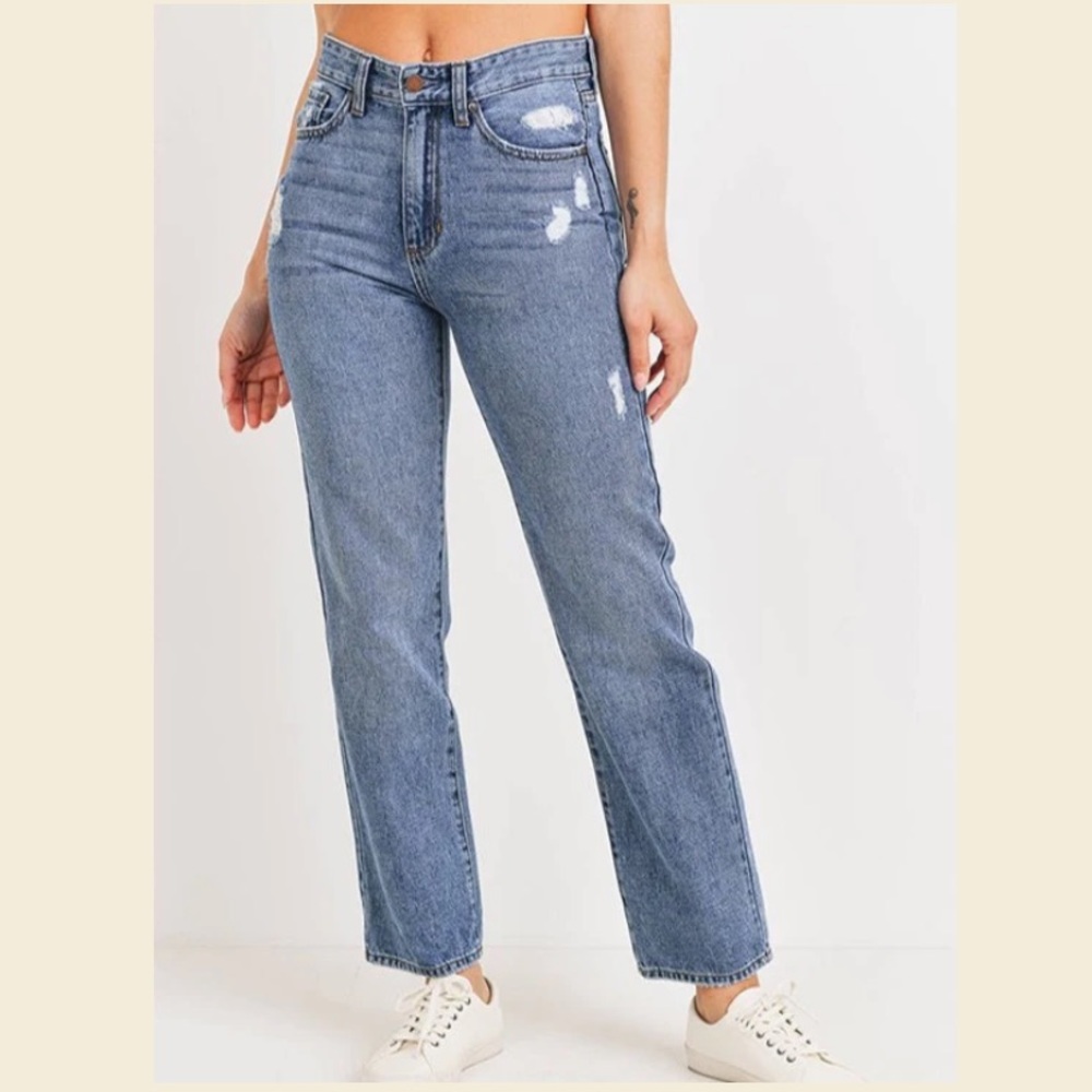 JBD just black denim - High Rise Dad Jeans - Light Denim